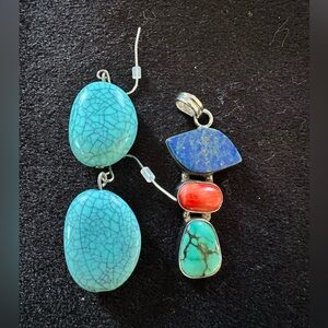 Turquoise and Lapis Lazuli Pendant Set